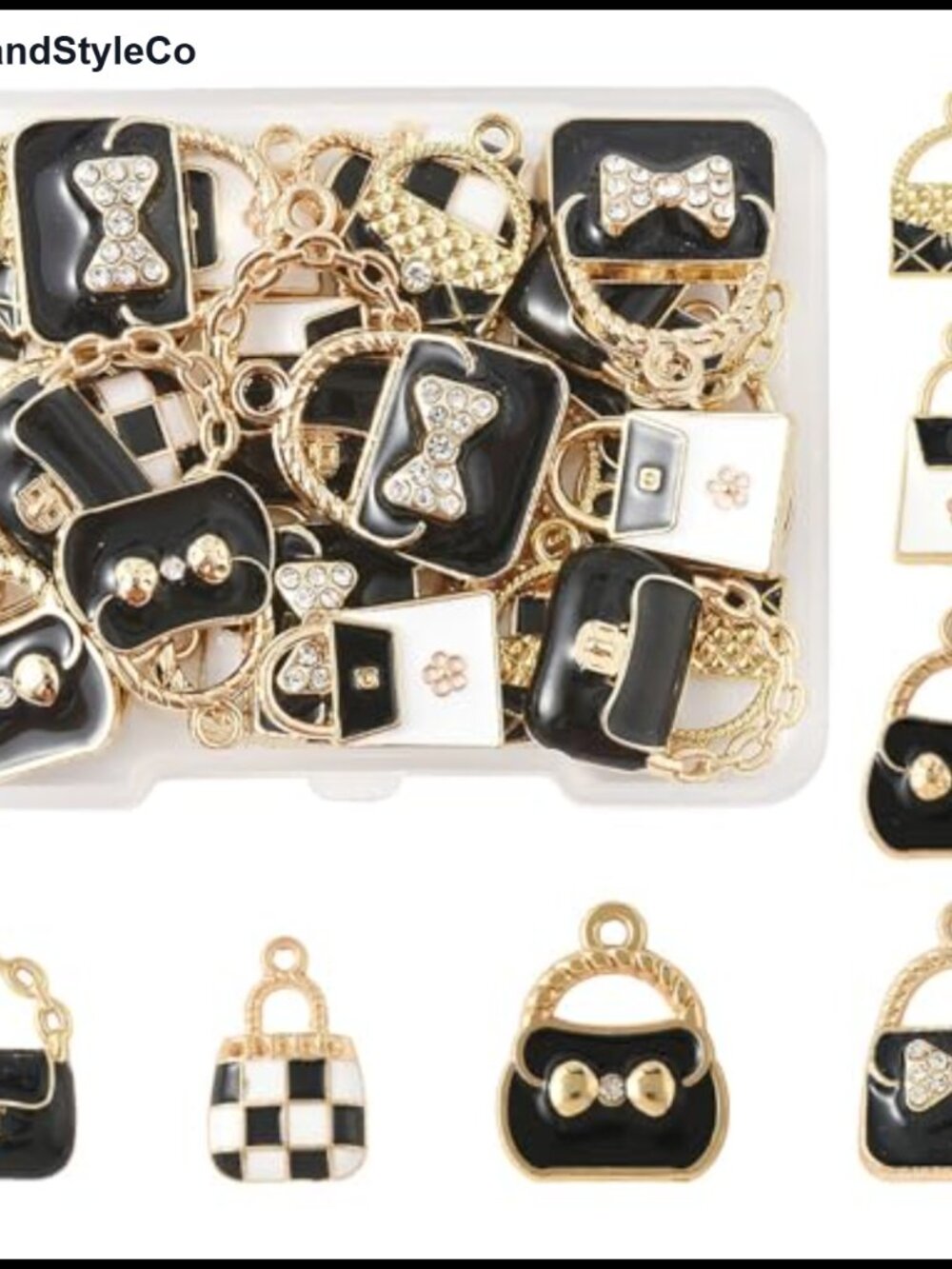 30Pcs Enamel Crystal Rhinestone Handbag Charms DIY Jewelry Making